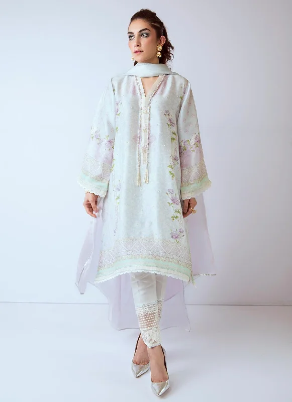 Beautiful designer hand work dress in beautiful aqua color # P2277