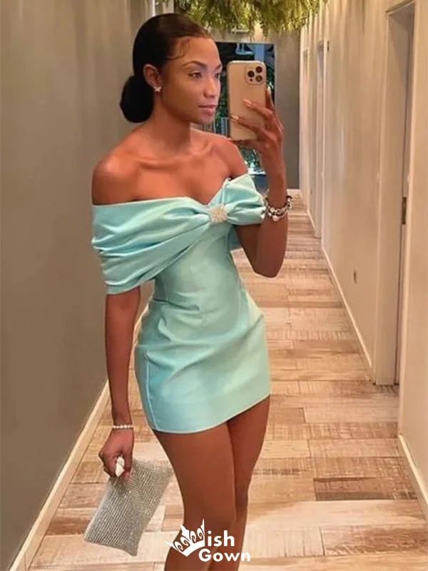 Cute Green Off Shoulder Tight Mermaid Popular Cheap Short Homecoming Dresses, EPT284 Cute Green Off Shoulder Tight Mermaid Popular Cheap Short Homecoming Dresses, EPT284