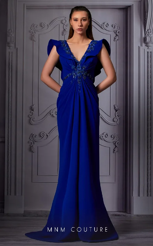 MNM Couture K3844 Long Formal Pleated Evening Dress