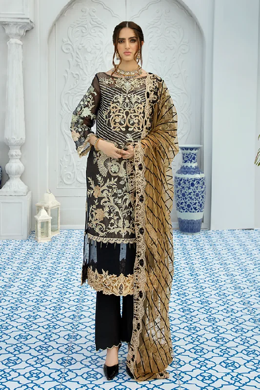 Latest Pakistani Black Long Dress From 2020 Collection # CA109