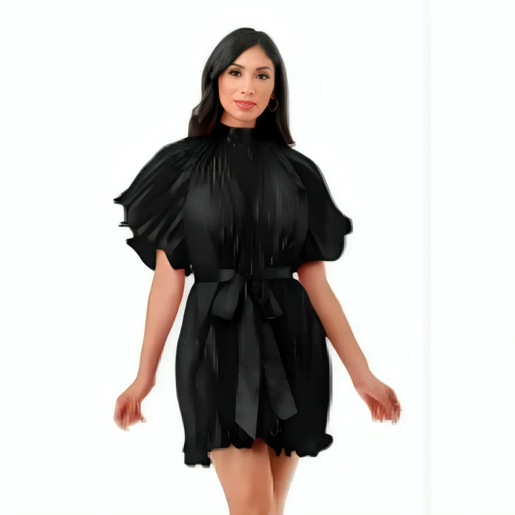 Midi Pleated Dress With Belt