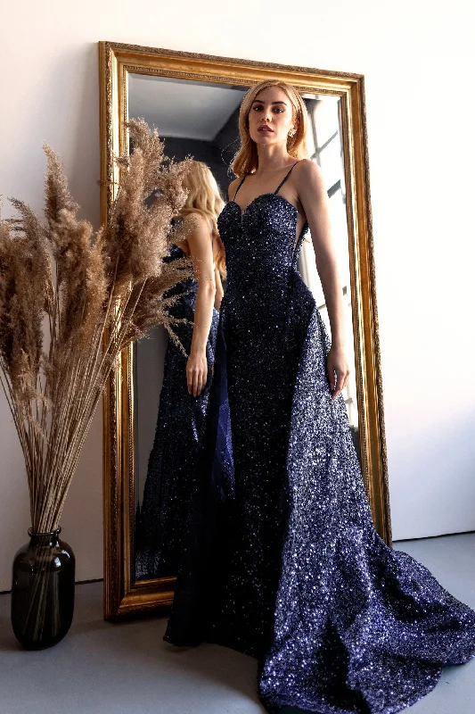 Tina Holly Couture Designer TK046 Sequin Formal Dress w Over Skirt