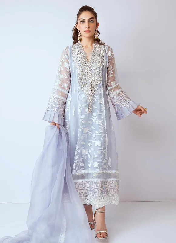 Pakistani gota embroidered dress in blue color # P2273