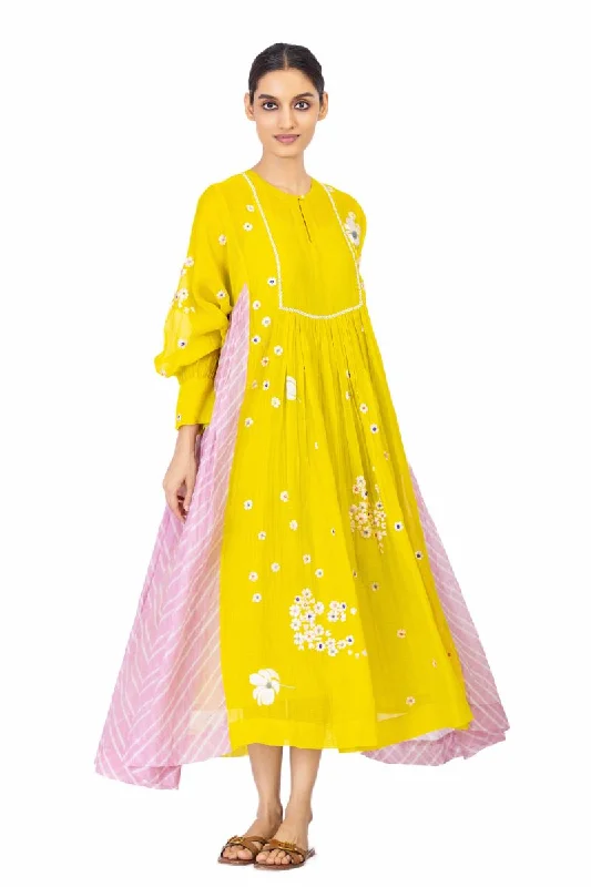 Vienne yellow and pink dress