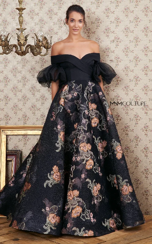 MNM Couture N0354 A Line Long Formal Floral Evening Prom Dress