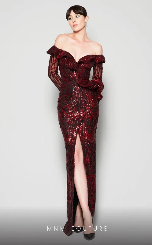MNM Couture N0363 Fitted Formal Long Sleeve Evening Dress