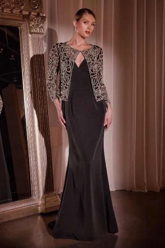 Cinderella Divine J881 Long Evening Fitted Formal Bolero Dress