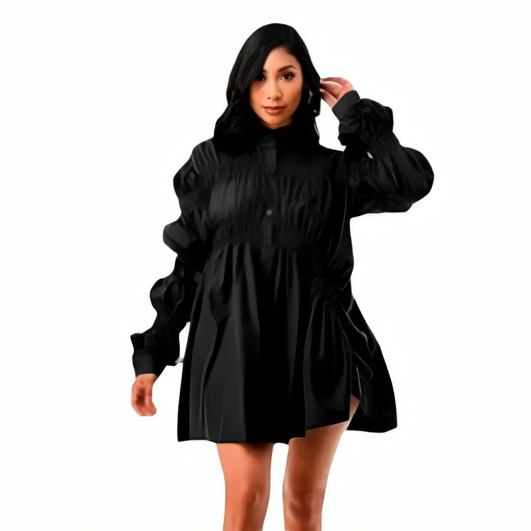 Puff Sleeve Flared Dress