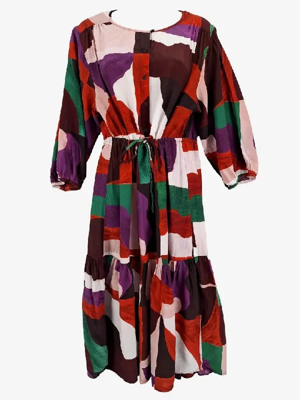 Gorman Warm Toned Brush Stroke Silk Dress Size 10