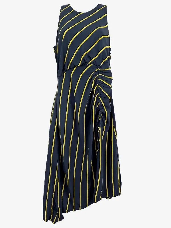 Cue Lemon Stripe Scrunch Dress Size 10
