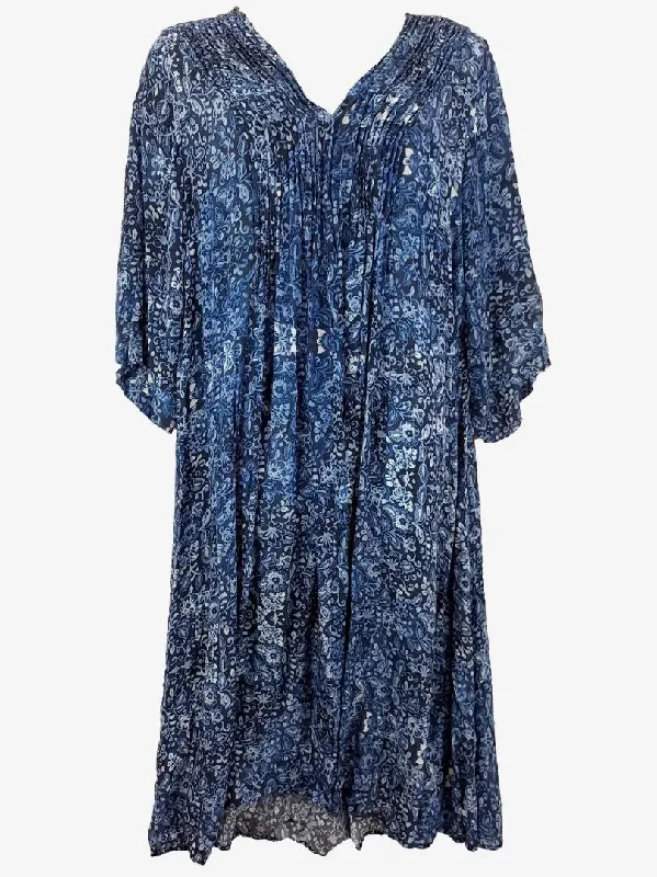 One Season Deep Blue Flowy Floral Dress Size XXL