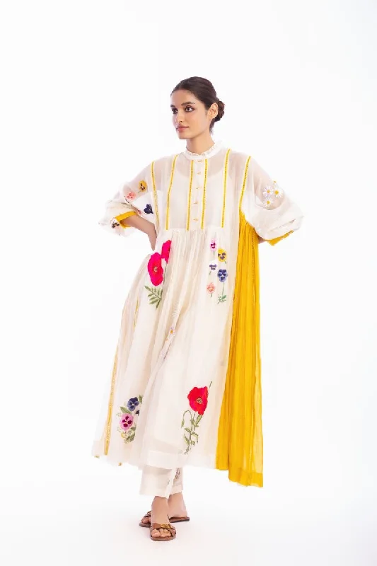 Ivory floral printed long dress