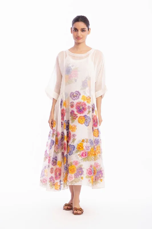 Ivory floral printed dress