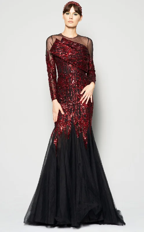 MNM Couture N0362 Long Sleeve Formal Sequin Mermaid Dress