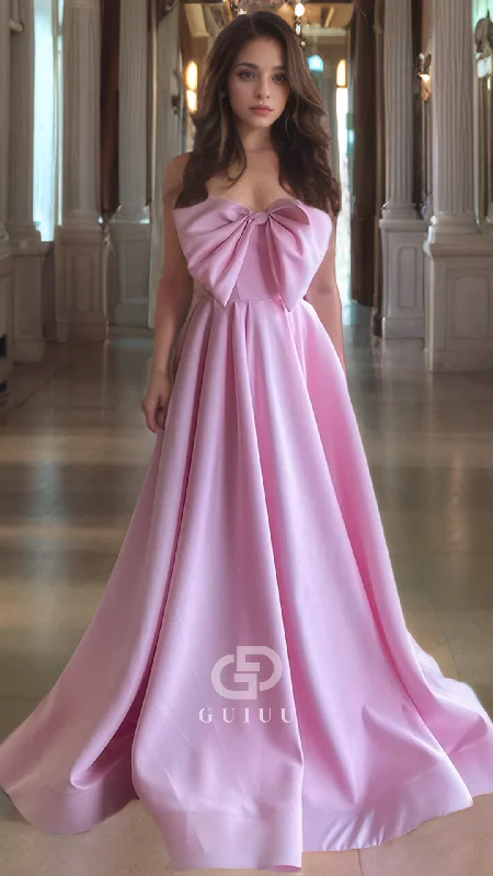 Draped A-Line Sleeveless Prom Dress Big Bowknot Strapless Evening Dress Tunics Occasion special Draped A-Line Sleeveless Prom Dress Big Bowknot Strapless Evening Dress Tunics Occasion special