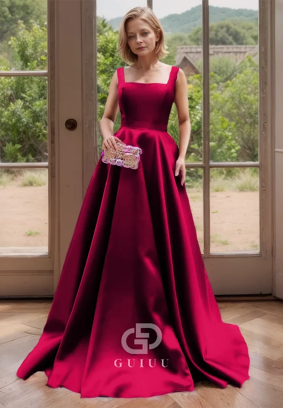 A-Line Fuchsia Square Mother of Bride Dress Draped Evening Dress with Bowknot Tunics Fall fleece