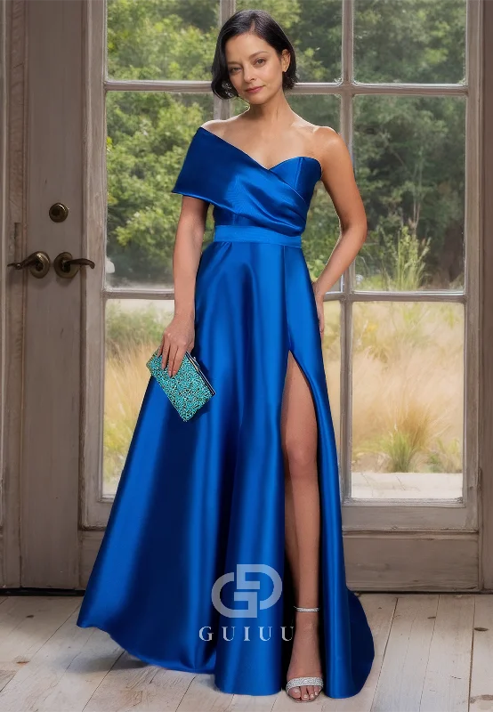 A-Line High Side Slit Draped Asymmetrical Mother of Bride Dress Back Zipper Simple Evening Dress Tunics Fall fleece A-Line High Side Slit Draped Asymmetrical Mother of Bride Dress Back Zipper Simple Evening Dress Tunics Fall fleece