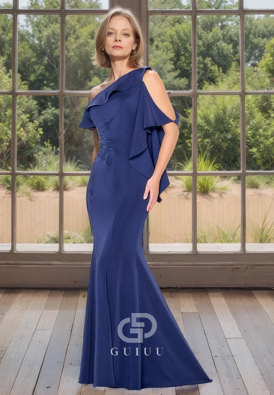 Ruffled Mermaid Sheath Mother of Bride Dress Sequined Ruched Evening Dress Tunics Short Trendy Ruffled Mermaid Sheath Mother of Bride Dress Sequined Ruched Evening Dress Tunics Short Trendy