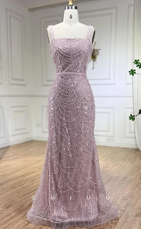 G3804 -Mermaid Square Straps Sleeveless Fully Beaded Back Zipper Long Prom Evening Dress Turtleneck Warm Winter G3804 -Mermaid Square Straps Sleeveless Fully Beaded Back Zipper Long Prom Evening Dress Turtleneck Warm Winter