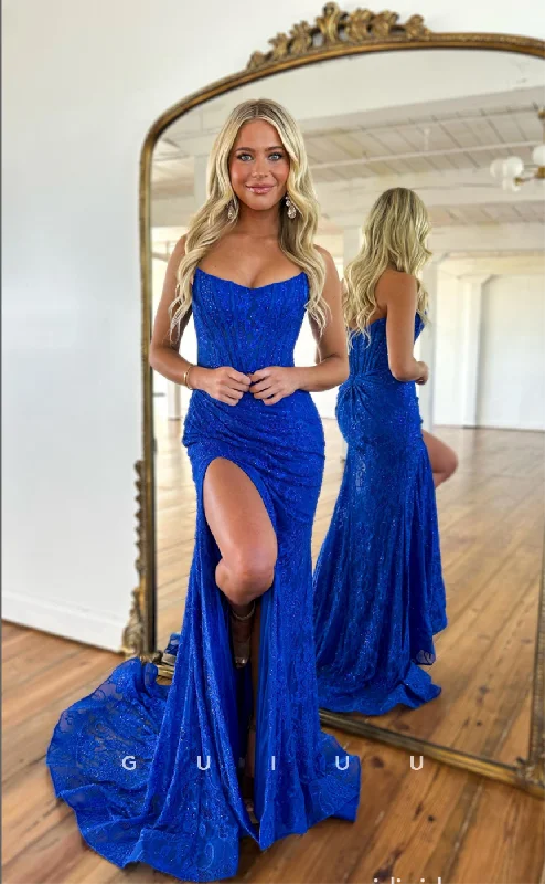 G4399 - Sexy & Hot Column/Mermaid Illusion Allover Applique Shiny Sweep Prom Party Dress with Slit Tunics Gym athletic G4399 - Sexy & Hot Column/Mermaid Illusion Allover Applique Shiny Sweep Prom Party Dress with Slit Tunics Gym athletic