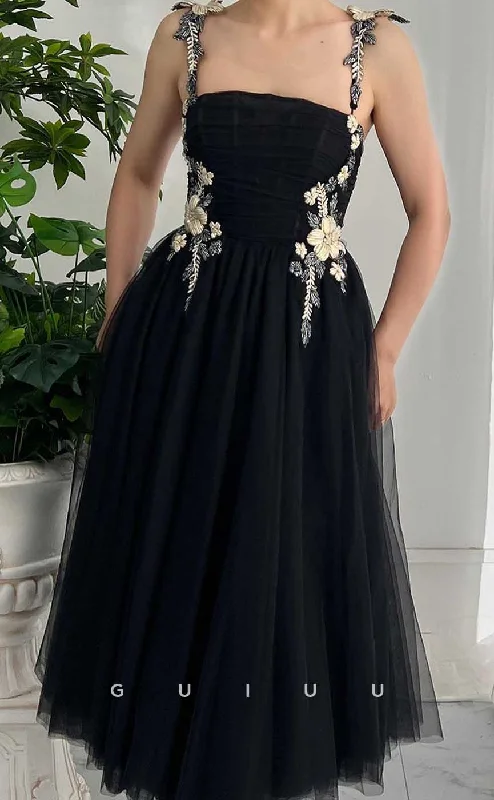 G4448 - Classic & Chic A-Line Tulle Square Appliques Lace-Up Prom Party Dress with Special Straps Boatneck Modish Everyday G4448 - Classic & Chic A-Line Tulle Square Appliques Lace-Up Prom Party Dress with Special Straps Boatneck Modish Everyday