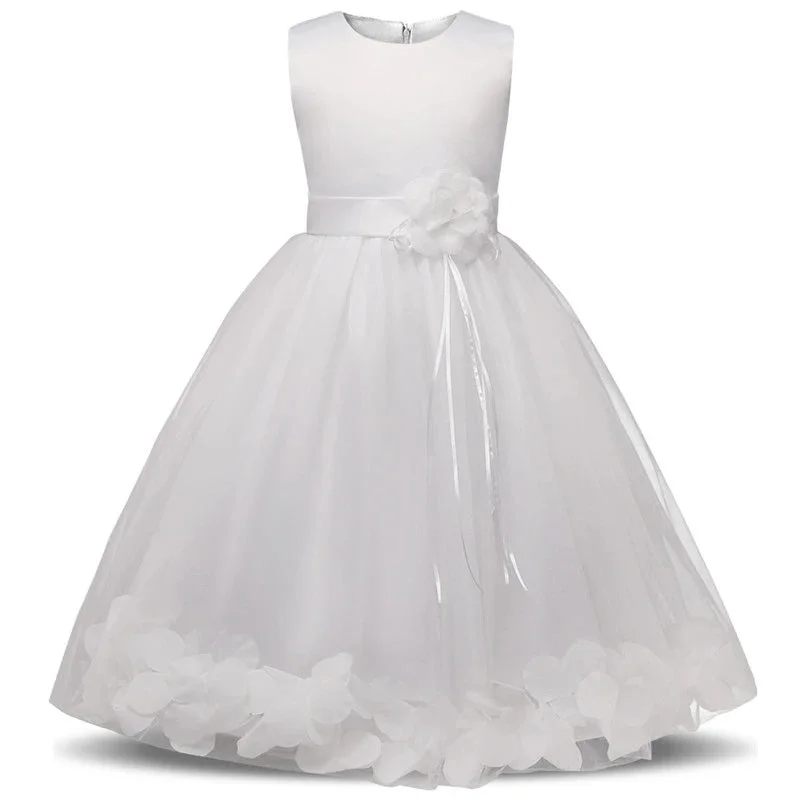 G20267. White satin and tulle flower girl/ communion/ party dress. Age 5. Tunics Exclusive limited