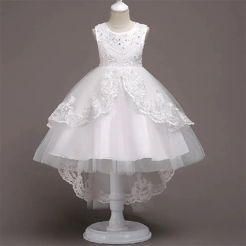 G20275W. White high-low tulle and lace princess. Girls party dress. Age 6. Tunics Versatile stylish G20275W. White high-low tulle and lace princess. Girls party dress. Age 6. Tunics Versatile stylish