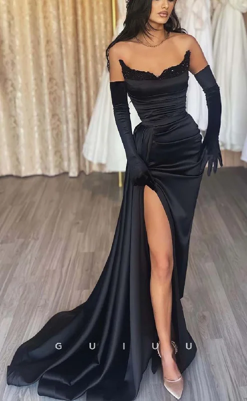 G2388 - Sexy Sheath Black Satin Pleats Prom Evening Dress Turtleneck Neckline Stylish G2388 - Sexy Sheath Black Satin Pleats Prom Evening Dress Turtleneck Neckline Stylish