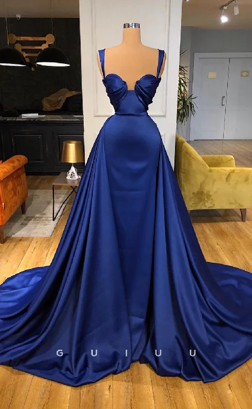 G2610 - Classic & Timeless A-Line Spaghetti Straps Prom Evening Dresses With Train Turtleneck Warm Winter