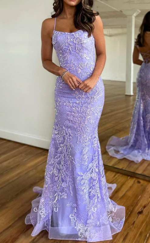 G2778 - Chic & Modern Mermaid Applique Straps Lavender Prom Evening Dress Halter Neckline Beach G2778 - Chic & Modern Mermaid Applique Straps Lavender Prom Evening Dress Halter Neckline Beach