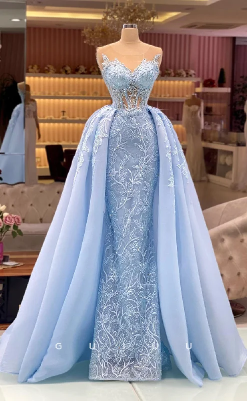 G2797 - Elegant & Luxurious A-Line Strapless Lace Applique Long Prom Evening Dress Turtleneck Neckline Stylish G2797 - Elegant & Luxurious A-Line Strapless Lace Applique Long Prom Evening Dress Turtleneck Neckline Stylish