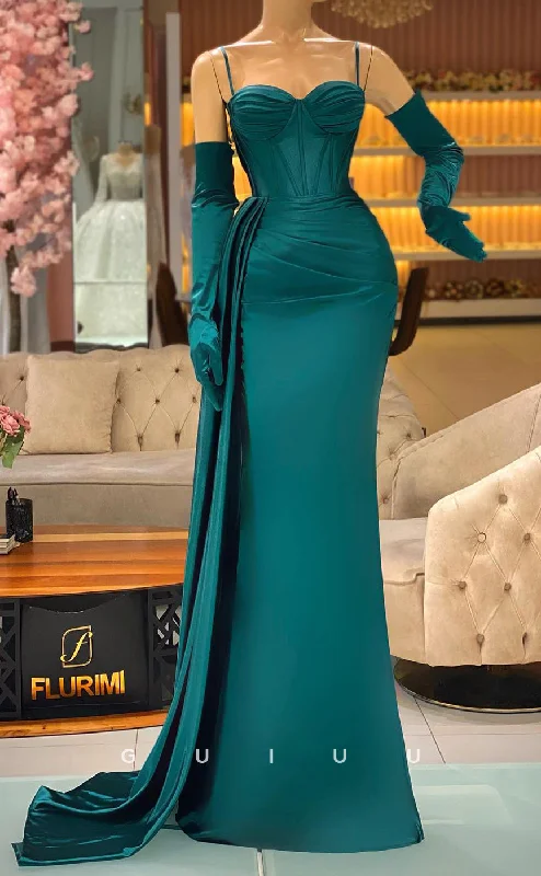 G2803 - Chic & Modern Sweetheart Straps Ruched Long Sleeves Prom Evening Dress Boat Neckline Classic G2803 - Chic & Modern Sweetheart Straps Ruched Long Sleeves Prom Evening Dress Boat Neckline Classic