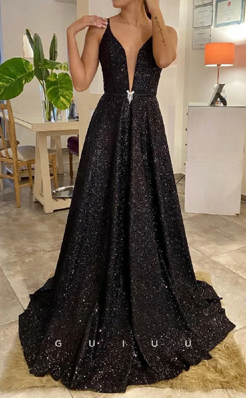 G2827 - Classic & Timeless V-Neck Sequins Straps Black Prom Evening Dress Tunics Essential wardrobe G2827 - Classic & Timeless V-Neck Sequins Straps Black Prom Evening Dress Tunics Essential wardrobe