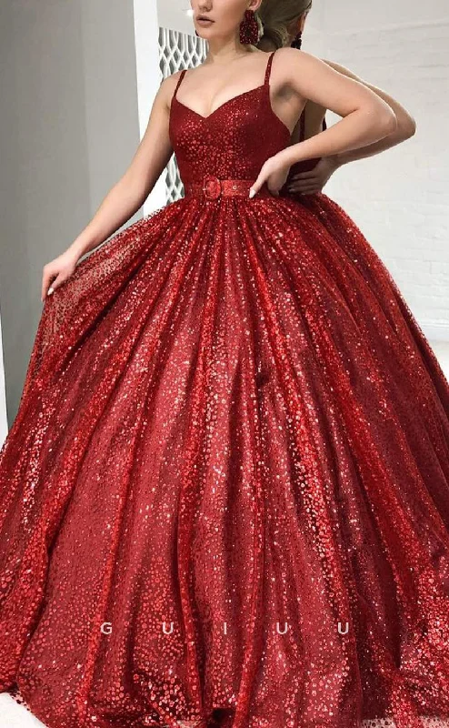 G2830 - Elegant A-Line Sparkle Straps Ball Gown Tulle Red Prom Evening Dress Tunics Sale discount G2830 - Elegant A-Line Sparkle Straps Ball Gown Tulle Red Prom Evening Dress Tunics Sale discount