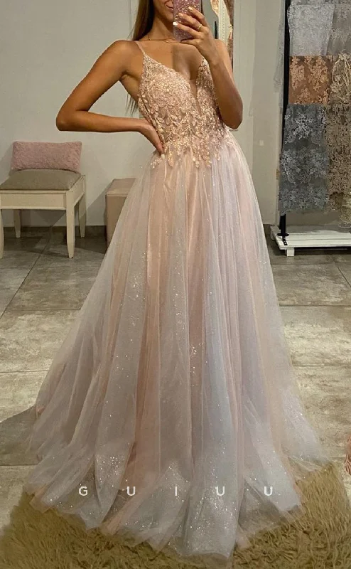 G2832 - Chic & Modern A-Line V-Neck Sequins Long Tulle Prom Evening Dress Tunics Designer luxury G2832 - Chic & Modern A-Line V-Neck Sequins Long Tulle Prom Evening Dress Tunics Designer luxury