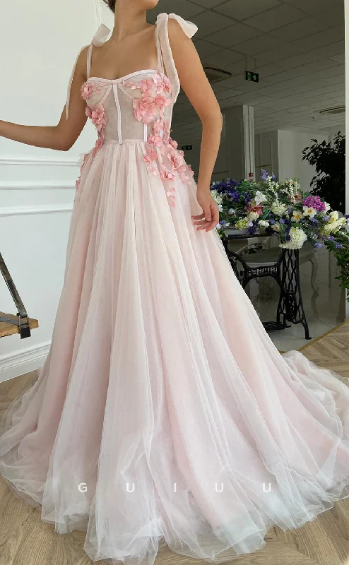 G2833 - A-Line Straps Sheer Floral Embellished Tulle Prom Evening Dress Tunics Modern contemporary G2833 - A-Line Straps Sheer Floral Embellished Tulle Prom Evening Dress Tunics Modern contemporary