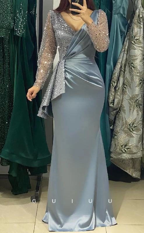 G2835 - Elegant & Fitted V-Neck Sparkle Beaded Ruched Prom Evening Dress Tunics Seasonal trendy G2835 - Elegant & Fitted V-Neck Sparkle Beaded Ruched Prom Evening Dress Tunics Seasonal trendy