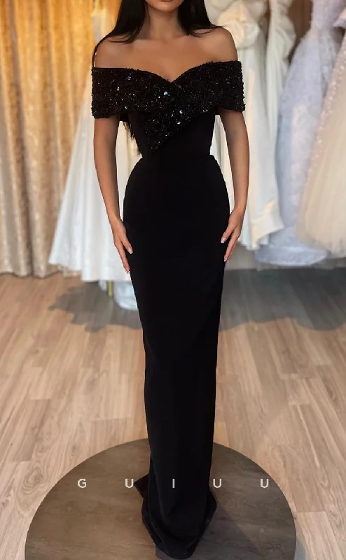 G2850 - Elegant Sheath Sequins Off-Shoulder Long Balck Prom Evening Dress Tunics Canvas sturdy G2850 - Elegant Sheath Sequins Off-Shoulder Long Balck Prom Evening Dress Tunics Canvas sturdy