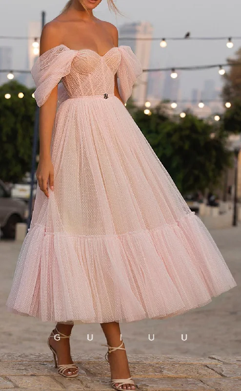 G2858 - Elegant & Simple A-Line Tulle Off-Shoulder Long Prom Evening Dress Tunics Floral girly G2858 - Elegant & Simple A-Line Tulle Off-Shoulder Long Prom Evening Dress Tunics Floral girly