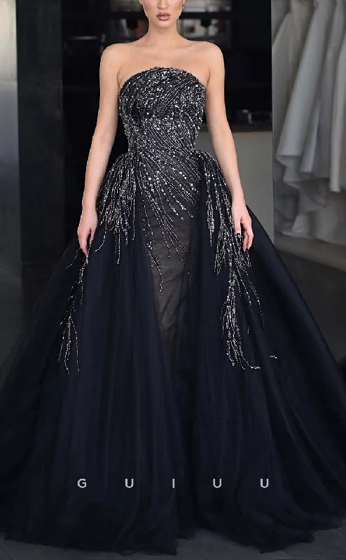 G3159 - Elegant & Luxurious A-LIne Strapless Beaded Sequins Tulle Prom Evening Dresses Tunics Luxurious premium G3159 - Elegant & Luxurious A-LIne Strapless Beaded Sequins Tulle Prom Evening Dresses Tunics Luxurious premium