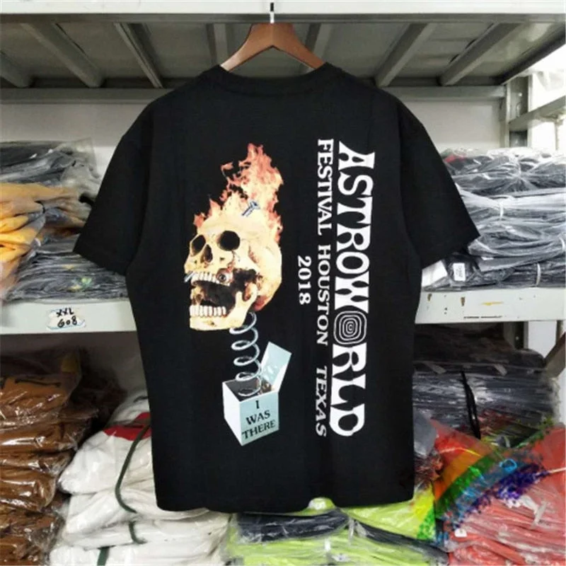 2020ss Skull Print Travis Scott Astroworld T-shirts Men Women Top Quality Fashion Casual Streetwear Top Tees Thin T-Shirt Open Front Quick Dry Thin T-Shirt Open Front Quick Dry