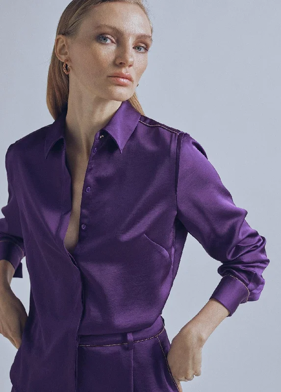 Basic satin shirt Satin Blend Silk Blend Wool Blend Satin Blend Silk Blend Wool Blend
