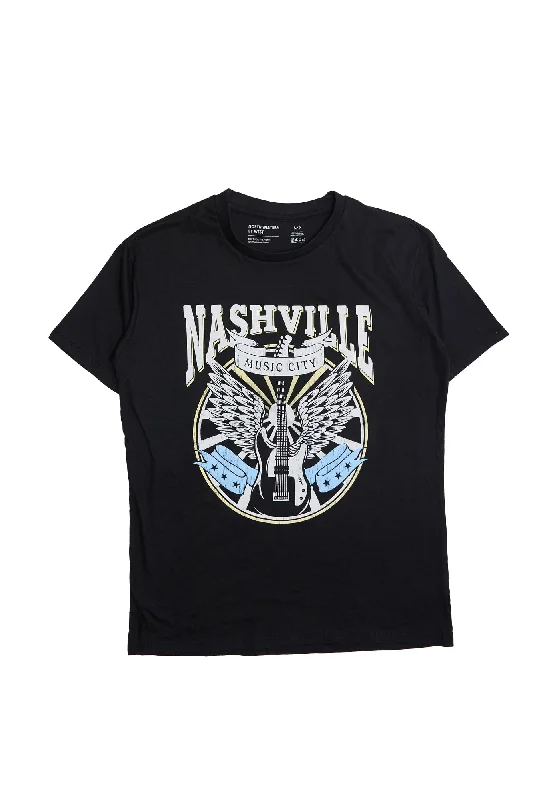 Nashville Music City Graphic Relaxed Tee Thin T-Shirt Open Front Quick Dry Thin T-Shirt Open Front Quick Dry