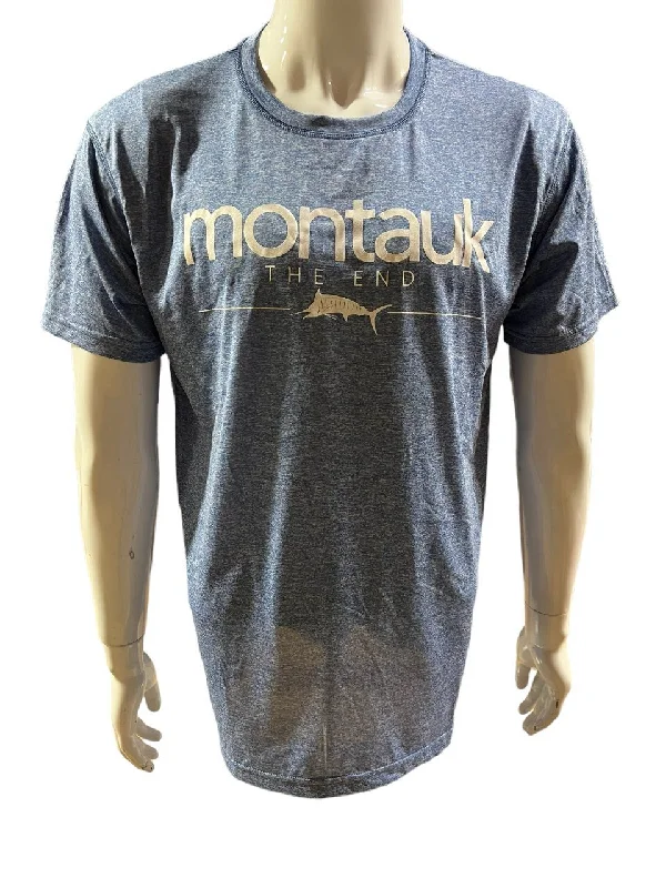 Adult Montauk The End Fish DriFit UBF 50 UV Plus Protection Short Sleeve Tee Cashmere Blend Cotton Blend Poly Blend Cashmere Blend Cotton Blend Poly Blend