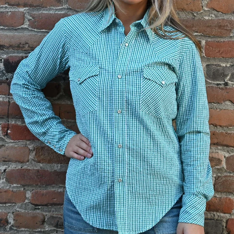 Blue Blanket Ladies Green Plaid Western Shirt in 100% Cotton with Pearl Snap Iron Safe Non-Iron Wrinkle Free Iron Safe Non-Iron Wrinkle Free Blue Blanket Ladies Green Plaid Western Shirt in 100% Cotton with Pearl Snap Iron Safe Non-Iron Wrinkle Free Iron Safe Non-Iron Wrinkle Free
