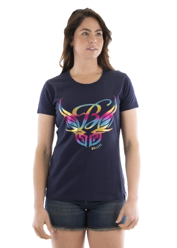 Bullzye Ladies Wings Short Sleeve Tee - Navy - B2S2503211 Elegant Classic Vintage Elegant Classic Vintage