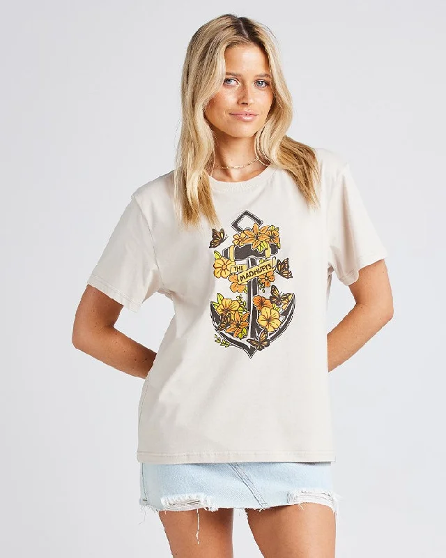 The Mad Hueys Butterfly Anchor Womens Tee Houndstooth Herringbone Solid Houndstooth Herringbone Solid