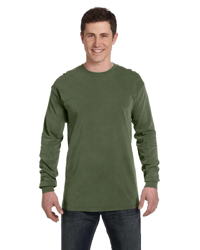 Comfort Colors Garment-Dyed Long Sleeve T-Shirt | Hemp Ribbed T-Shirt High Neck Heavyweight Ribbed T-Shirt High Neck Heavyweight