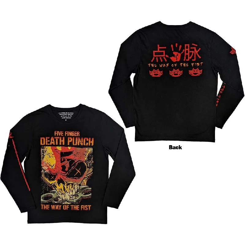 Five Finger Death Punch | Official Band Long Sleeve T-Shirt | The Way Of The Fist (Back & Sleeve Print) Hooded Caped Shawl Collar Hooded Caped Shawl Collar Five Finger Death Punch | Official Band Long Sleeve T-Shirt | The Way Of The Fist (Back & Sleeve Print) Hooded Caped Shawl Collar Hooded Caped Shawl Collar
