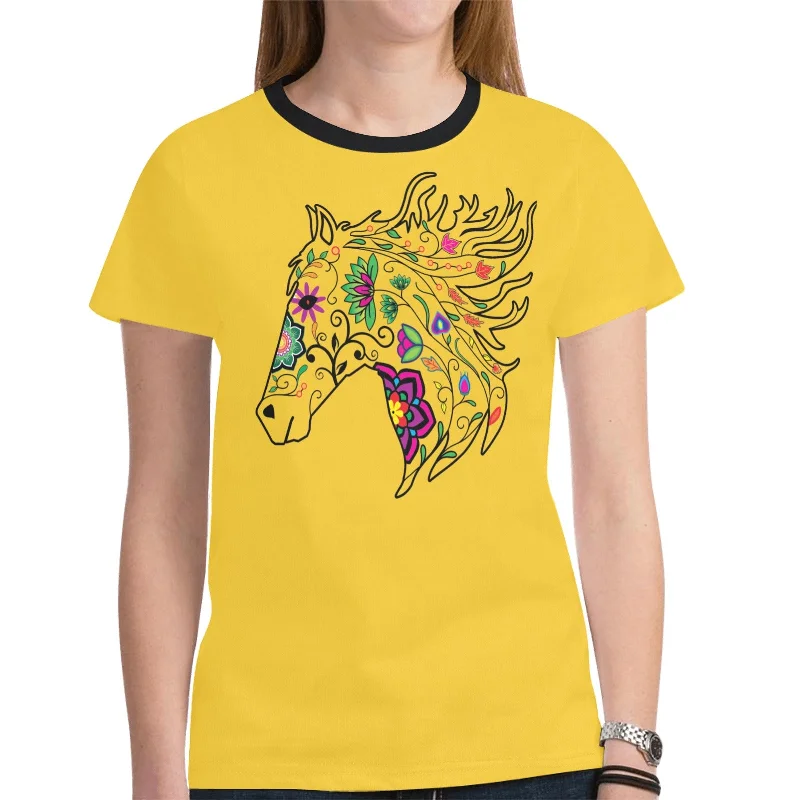 Horse Spirit Guide (Yellow) T-shirt for Women Casual Formal Business Casual Formal Business Horse Spirit Guide (Yellow) T-shirt for Women Casual Formal Business Casual Formal Business